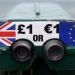 FILE PHOTO: Tourist binoculars offer users the chance to pay in Pounds or Euros in the British overseas territory of Gibraltar, historically claimed by Spain, April 20, 2017. REUTERS/Phil Noble