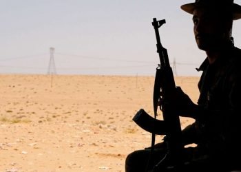 A Libyan soldier manning a checkpoint