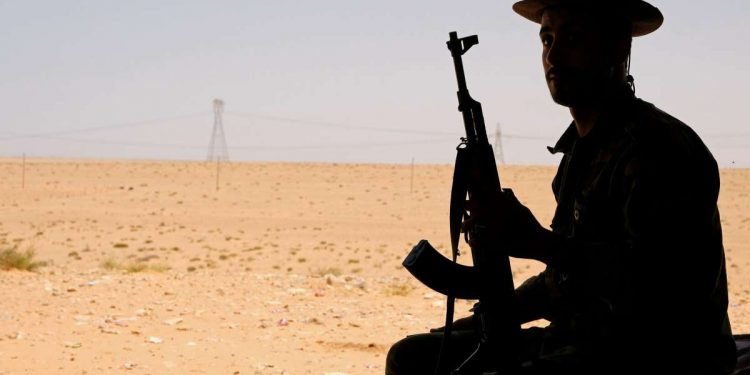 A Libyan soldier manning a checkpoint