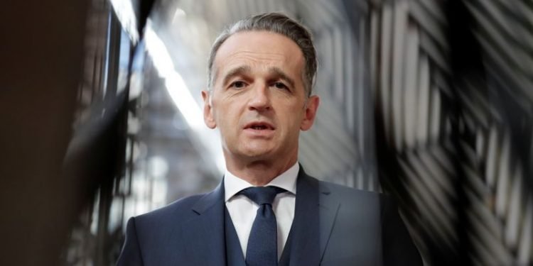 FILE PHOTO: German Minister of Foreign Affairs Heiko Maas speaks to media during the foreign affairs ministers council in Brussels, Belgium September 21, 2020.