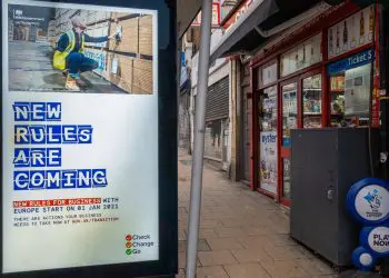 London. UK a billboard advertisement by the government informing businesses trading with the EU to act before the end of the Brexit transition period.