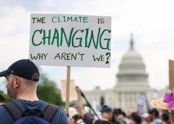 Thousands of people attend the People's Climate March to stand up against climate change.