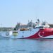 Oruç Reis, a Turkish seismic research and survey vessel at Haydarpasa Port in Istanbul.