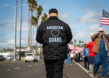 American Guard Trump supporters gather in the streets of Downtown San Diego to protest the 2020 Presidential election results