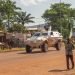 Bangui, Central African Republic - March 11 2014. Peace keepers patrol in streets of Bangui after ethnic clashes.