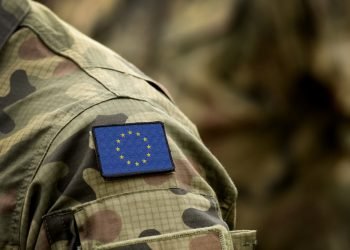 The Flag of Europe on military uniform