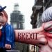 London, U.K., 03/23/2019, March for a “People’s Vote” on Brexit. Cartoon model of Theresa May impaling a Brit with her nose, marker Brexit.