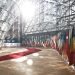 The Member States flags of the European Union in EU Council building in Brussels, Belgium