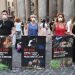 ROME,JULY 10,2020 PANTHEON, PROTEST BY SOME ITALIAN ANIMAL RIGHTS ACTIVISTS AGAINST THE KILLING OF ANIMALS