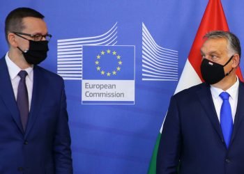 Poland's Prime Minister Mateusz Morawiecki,Hungary's Prime Minister Viktor Orban,Czech's Prime Minister Andrej Babis meet with EU Commission President Ursula von der Leyen in Brussels on Sep. 24, 2020