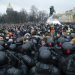 People clash with police during a protest against the jailing of opposition leader Alexei Navalny in St.Petersburg, Russia, Saturday, Jan. 23, 2021.