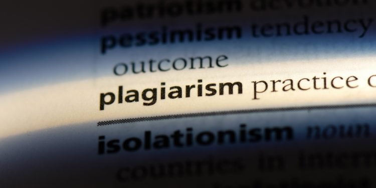 Plagiarism word in a dictionary.