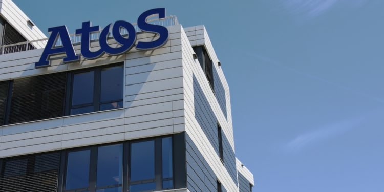 Essen, North Rhine-Westphalia / Germany - May 13, 2019: Atos logo in Essen Germany - Atos is a European multinational information technology (IT) service and consulting company