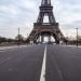 Paris, France - March 30 2020: Empty Iena bridge in front of Eiffel Tower during Covid-19 Lockdown in Paris.