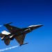 TANAGRA, ATHENS - SEPTEMBER 22 2018: Fighter / trainer two-seat military aircraft F-16 of the Hellenic (Greek) Air Force, during AFW (Athens Flying Week) airshow 2019