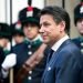 Rome, Italy - July 04, 2019: Giuseppe Conte, Italy's prime minister, waits for Vladimir Putin, Russia's president, to arrive ahead of their meeting at the Chigi palace.