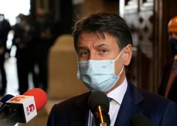 Italian Prime Minister Giuseppe Conte during a press interview. Taranto, Puglia, Italy - 12/10/2020