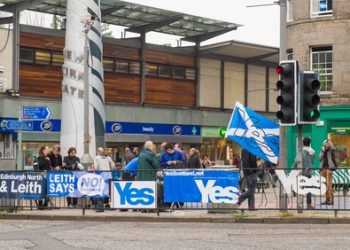 EDINBURGH, SCOTLAND, UK - September 18, 2014 - LEITH community expressing their opinion on independence during referendum day