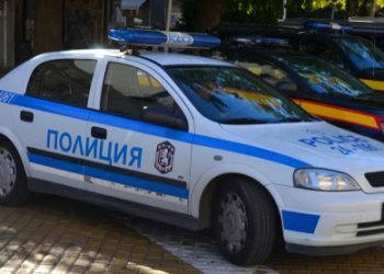 SOFIA BULGARIA SEPT 28 Police car downtown Sofia on september 28 2013 in Sofia Bulgaria. Law enforcement services in Bulgaria are provided by several different departments of the Ministry of Interior.