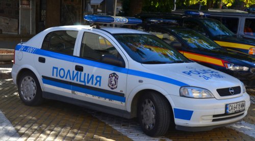 SOFIA BULGARIA SEPT 28 Police car downtown Sofia on september 28 2013 in Sofia Bulgaria. Law enforcement services in Bulgaria are provided by several different departments of the Ministry of Interior.