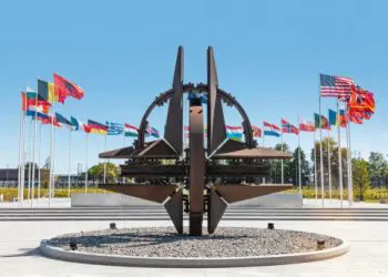 Brussels,,Belgium,-,May,13,,2019:,Nato,Star,Sculpture,In
