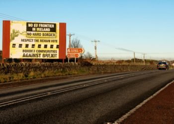Newry, Northern Ireland, UK; 11 Dec 2017; Brexit Sign at Border