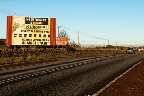 Newry, Northern Ireland, UK; 11 Dec 2017; Brexit Sign at Border