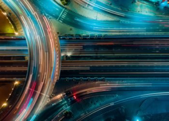 Expressway top view, Road traffic an important infrastructure