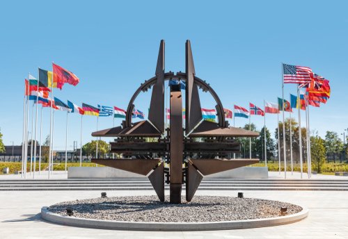 Brussels,,Belgium,-,May,13,,2019:,Nato,Star,Sculpture,In