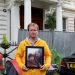 London / UK – June 19, 2019: Richard Ratcliffe outside the Iranian embassy in London where he is staging a hunger strike in support of his wife Nazanin Zaghari-Ratcliffe, jailed in Iran