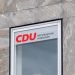 Hannover, Germany - June 8, 2019: Sign of Christian Democratic Union of Germany (German: Christlich Demokratische Union Deutschlands or CDU).