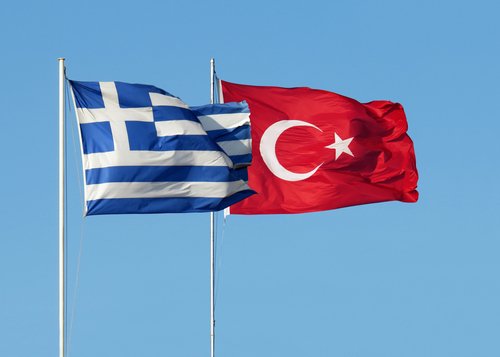 Greece and Republic of Turkey are the two neighboring countries flags