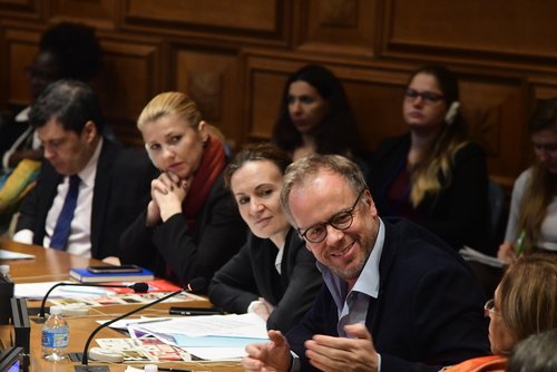 NEW YORK CITY - NOVEMBER 2 2017: Reporters without borders executive director, Christophe Deloire speaks during conference on violence against press