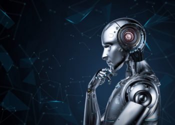 3d rendering ai robot think or compute