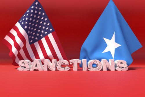 Western sanctions against Somalia. 3D illustration.