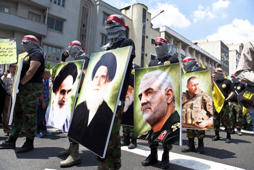 Quds Day rally, Parade of military forces, along with photographs of Qasem Soleimani, Iran Tehran, May 31, 2019.