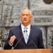 Israeli President Reuven Rivlin (R) presents Blue and White party leader Benny Gantz with the mandate to form a new Israeli government at the President's residence in Jerusalem, on Oct. 23, 2019.