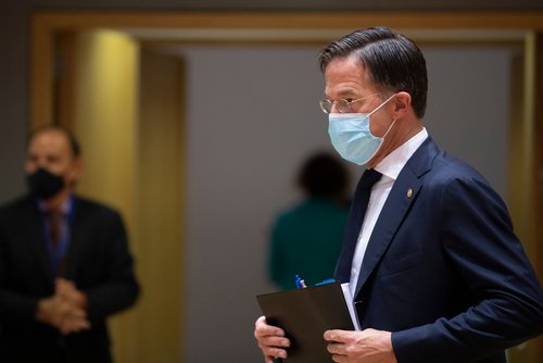 Prime Minister of Netherlands, Mark Rutte arrives for the second day meeting of the European Union (EU) special summit in Brussels, Belgium, on Oct. 2, 2020.