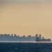 BEIRUT, LEBANON - NOVEMBER 5, 2017: Huge cargo ship in front of the port.