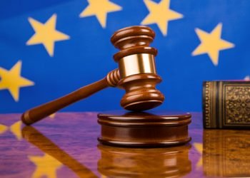 Gavel and european union flag