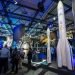 BERLIN - APRIL 26, 2018: Space Pavilion. Mockups of missile carriers European Space Agency (Ariane, Soyuz). Exhibition ILA Berlin Air Show 2018