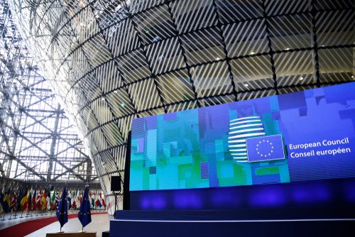 Brussels, Belgium Oct. 17 2018.. Interior view of EU Council building during the EU Summit.