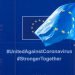 BRUSSELS, Belgium - fourth of may 2020 : The "Coronavirus - Global Response" banner displayed on the front of the Berlaymont building, the headquarters of the European Commission.