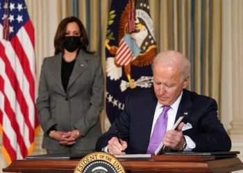 America ,10 Jan 2021:In this Picture American prim minister Joe Biden has shown while signing some papers( Selective focus)