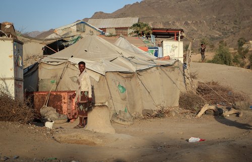 Taiz, Yemen- 04 Feb 2021 : Yemenis who were displaced from their villages after being forcibly expelled by the Houthi militia west of Taiz