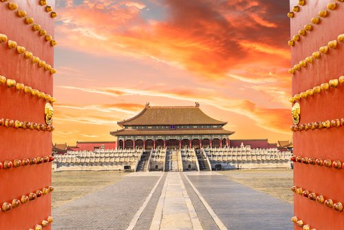 ancient royal palaces of the Forbidden City in Beijing,China