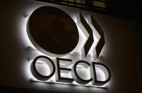 FEBRUARY 15, 2014 - BERLIN: the logo of the brand "OECD", Berlin.