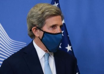 US Special Presidential Envoy for Climate John Kerry prior to a meeting in Brussels, Belgium on March 9th, 2021.