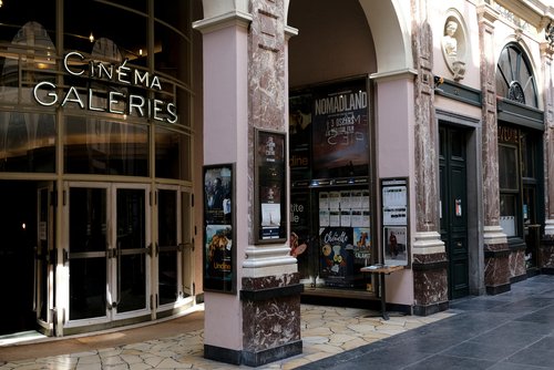 Exterior,View,Of,Closed,Cinema,In,Center,Of,Brussels,,Belgium