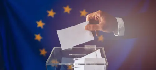 Man,Throwing,His,Vote,Into,The,Ballot,Box.,Eu,Elections.